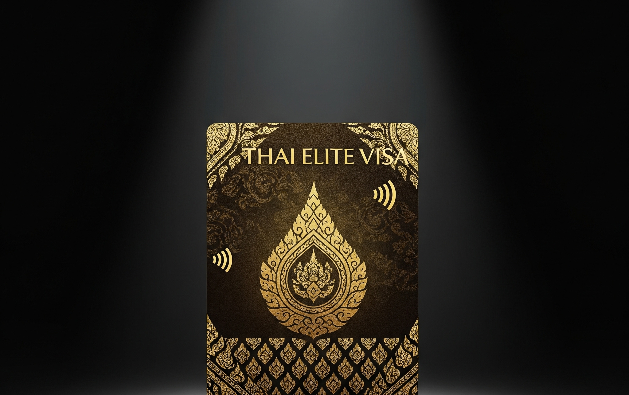 Black and gold Thai Elite Visa card in spotlight - The Ultimate Guide to Thai Elite Visa: Is It Worth It for You?
